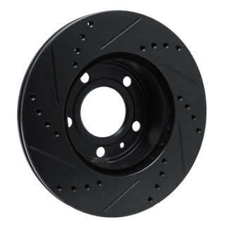R1 82-90 Volvo 740 Front Right Drilled & Slotted Black Brake Rotor
