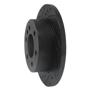 R1 06-18 Dodge Sprinter 2500 Rear Left Drilled & Slotted Black Brake Rotor