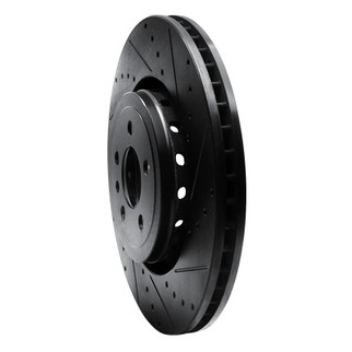 R1 14-23 Dodge Charger Front Right Drilled & Slotted Black Brake Rotor