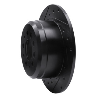 R1 67-74 Volvo 142 Rear Left Drilled & Slotted Black Brake Rotor
