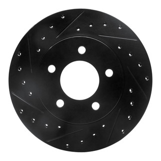 R1 93-97 Chrysler Intrepid Front Left Drilled & Slotted Black Brake Rotor