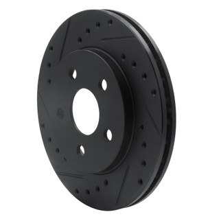 R1 91-92 Dodge Monaco Front Left Drilled & Slotted Black Brake Rotor