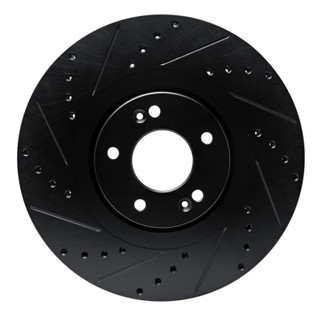 R1 20-25 Hyundai Palisade Front Left Drilled & Slotted Black Brake Rotor