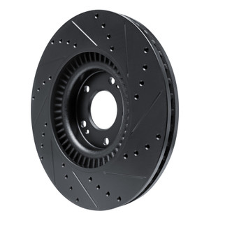 R1 20-25 Hyundai Palisade Front Left Drilled & Slotted Black Brake Rotor