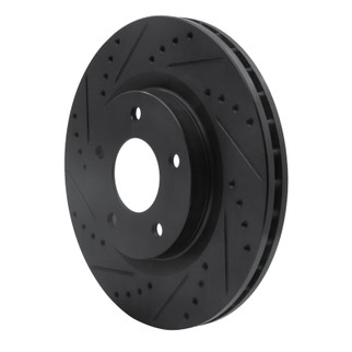 R1 07-25 Chrysler 200 Front Left Drilled & Slotted Black Brake Rotor