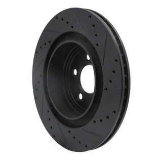 R1 06-23 Dodge Charger Rear Left Drilled & Slotted Black Brake Rotor