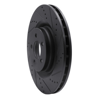 R1 05-23 Chrysler 300 Front Right Drilled & Slotted Black Brake Rotor