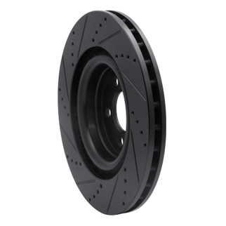 R1 05-23 Chrysler 300 Front Right Drilled & Slotted Black Brake Rotor
