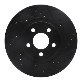R1 01-10 Chrysler PT Cruiser Front Right Drilled & Slotted Black Brake Rotor