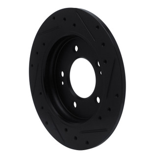 R1 17-25 Hyundai Elantra GT Rear Left Drilled & Slotted Black Brake Rotor