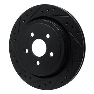 R1 89-95 Chrysler LeBaron Rear Left Drilled & Slotted Black Brake Rotor