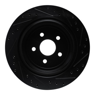 R1 89-95 Chrysler LeBaron Rear Left Drilled & Slotted Black Brake Rotor