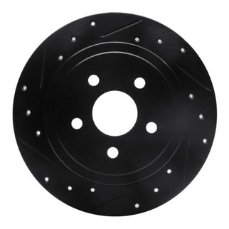 R1 88-95 Chrysler New Yorker Rear Left Drilled & Slotted Black Brake Rotor