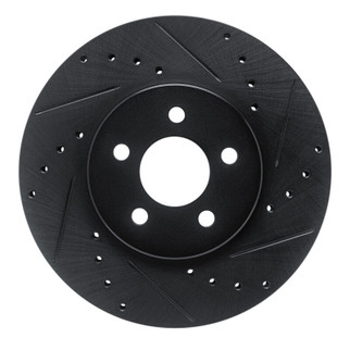 R1 89-95 Chrysler Daytona Front Right Drilled & Slotted Black Brake Rotor