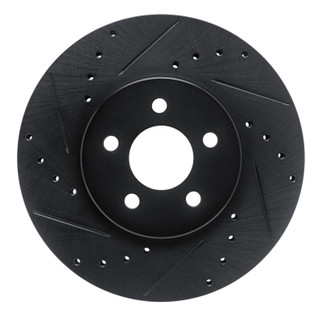 R1 89-95 Chrysler LeBaron Front Left Drilled & Slotted Black Brake Rotor
