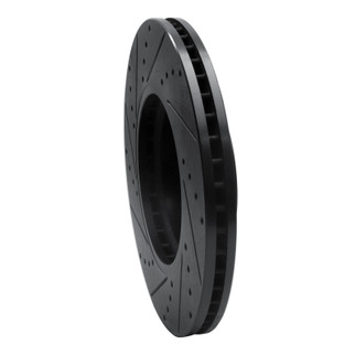 R1 09-10 Kia BORREGO Front Right Drilled & Slotted Black Brake Rotor