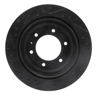 R1 92-04 Acura SLX Rear Right Drilled & Slotted Black Brake Rotor