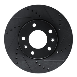 R1 03-05 Kia Sedona Front Right Drilled & Slotted Black Brake Rotor