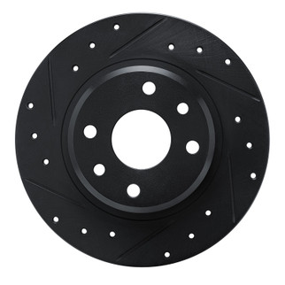 R1 90-93 Asuna SUNFIRE Rear Left Drilled & Slotted Black Brake Rotor