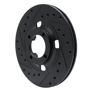 R1 83-89 Isuzu Impulse Front Left Drilled & Slotted Black Brake Rotor