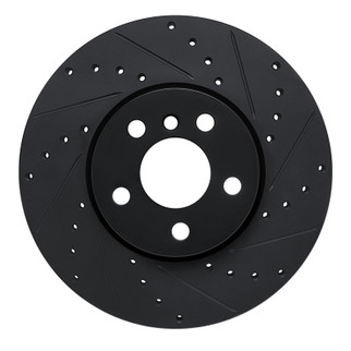 R1 16-24 Mini Cooper (Excl Clubman) Front Right Drilled & Slotted Black Brake Rotor