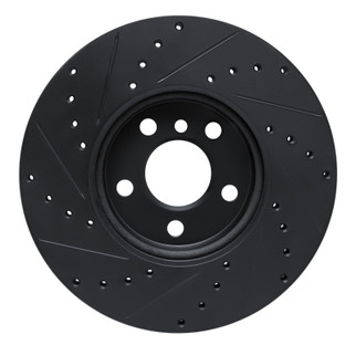 R1 16-24 Mini Cooper (Excl Clubman) Front Right Drilled & Slotted Black Brake Rotor