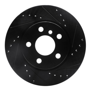 R1 14-24 Mini Cooper (Excl Clubman) Front Right Drilled & Slotted Black Brake Rotor