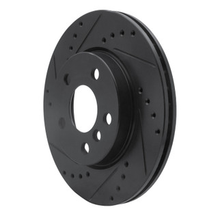 R1 14-24 Mini Cooper (Excl Clubman) Front Left Drilled & Slotted Black Brake Rotor