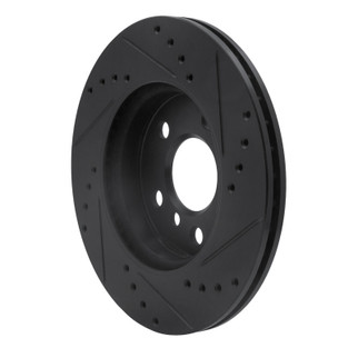 R1 14-24 Mini Cooper (Excl Clubman) Front Left Drilled & Slotted Black Brake Rotor