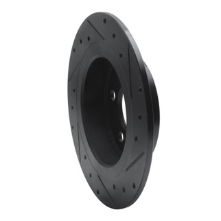 R1 14-25 BMW i3 Rear Left Drilled & Slotted Black Brake Rotor
