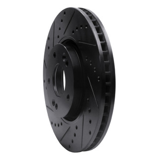 R1 15-19 Kia Soul EV Front Left Drilled & Slotted Black Brake Rotor