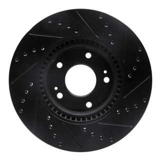 R1 15-19 Kia Soul EV Front Left Drilled & Slotted Black Brake Rotor
