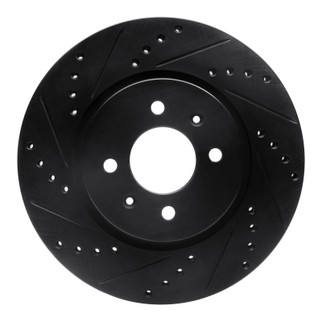 R1 12-23 Hyundai Accent Front Left Drilled & Slotted Black Brake Rotor