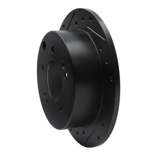 R1 10-13 Kia Forte Rear Left Drilled & Slotted Black Brake Rotor