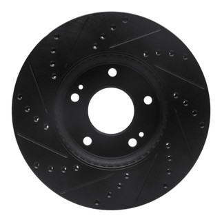 R1 07-10 Kia Rondo (Canada) Front Right Drilled & Slotted Black Brake Rotor