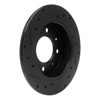 R1 04-09 Kia Spectra Rear Right Drilled & Slotted Black Brake Rotor