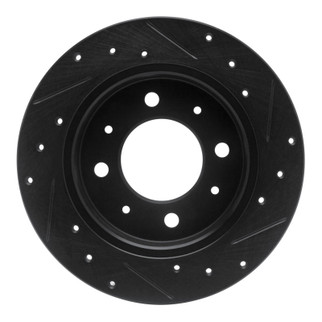 R1 04-09 Kia Spectra Rear Left Drilled & Slotted Black Brake Rotor