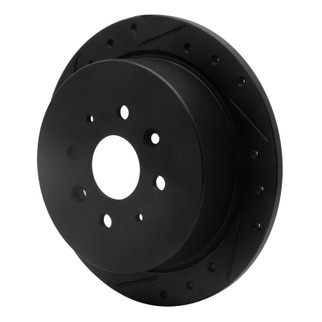 R1 95-97 Kia Sephia Rear Left Drilled & Slotted Black Brake Rotor