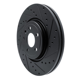 R1 17-19 Jaguar F-Pace Front Right Drilled & Slotted Black Brake Rotor