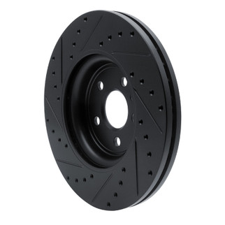 R1 17-19 Jaguar F-Pace Front Right Drilled & Slotted Black Brake Rotor
