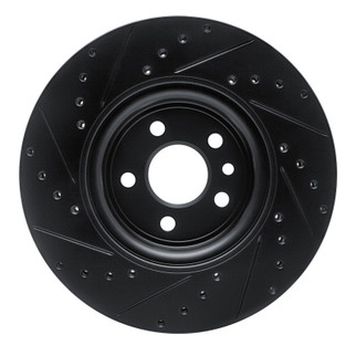 R1 17-19 Jaguar F-Pace Front Right Drilled & Slotted Black Brake Rotor