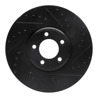 R1 03-05 Jaguar Vanden Plas Front Right Drilled & Slotted Black Brake Rotor