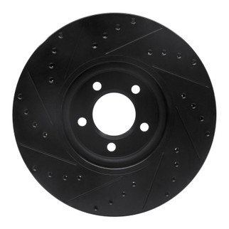 R1 03-05 Jaguar Vanden Plas Front Right Drilled & Slotted Black Brake Rotor