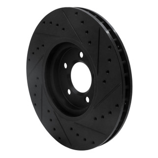 R1 03-05 Jaguar S-Type Front Left Drilled & Slotted Black Brake Rotor