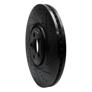 R1 10-24 Jaguar XKR Front Right Drilled & Slotted Black Brake Rotor