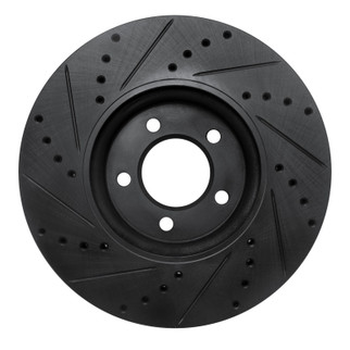 R1 06-08 Jaguar S-Type Front Right Drilled & Slotted Black Brake Rotor