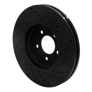 R1 06-08 Jaguar S-Type Front Left Drilled & Slotted Black Brake Rotor