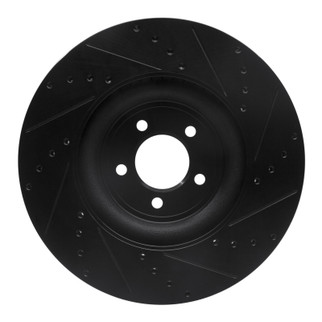 R1 06-21 Jaguar F-Type Front Left Drilled & Slotted Black Brake Rotor