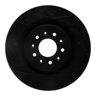 R1 00-06 Jaguar XKR Front Left Drilled & Slotted Black Brake Rotor