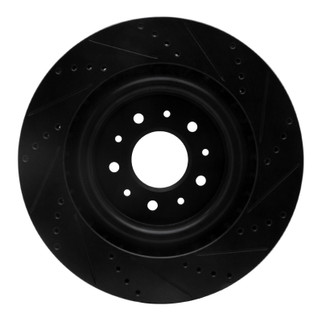 R1 00-06 Jaguar XKR Front Left Drilled & Slotted Black Brake Rotor